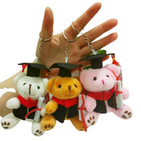 HKM-605267 Cute Plush Doctor Bear Graduation Keychain Pendant - Perfect Souvenir for Students