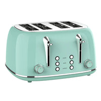 HKM-605331 Extra Wide Slot 4-Slice Toaster with Reheat, Defrost, and Cancel Functions – Retro Design with 6 Browning Settings