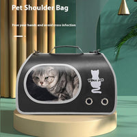 HKM-6053821 Large Capacity Portable Cat Shoulder Bag in Black, White, or Brown