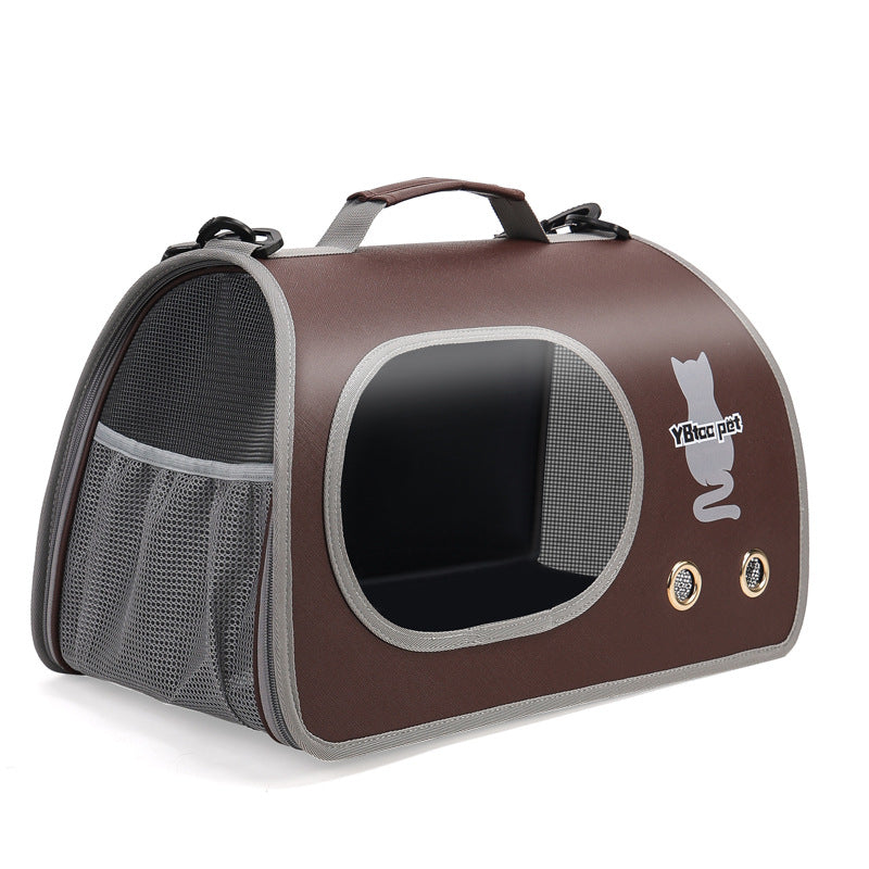 HKM-6053821 Large Capacity Portable Cat Shoulder Bag in Black, White, or Brown