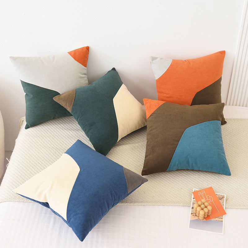 HKM-605395 Nordic Solid Color Geometric Stitching Washable Pillow Cover and Cushion