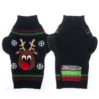 HKM-605459 Poinsettia Print Acrylic Christmas Sweater for Pets - Casual Style