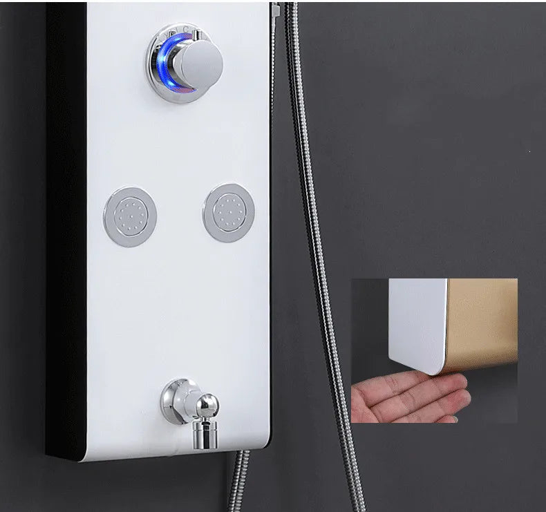 HKM-605459 Stainless Steel Wall Shower Panel with Waterfall Feature, Cold & Hot Water Control, Model YL5503