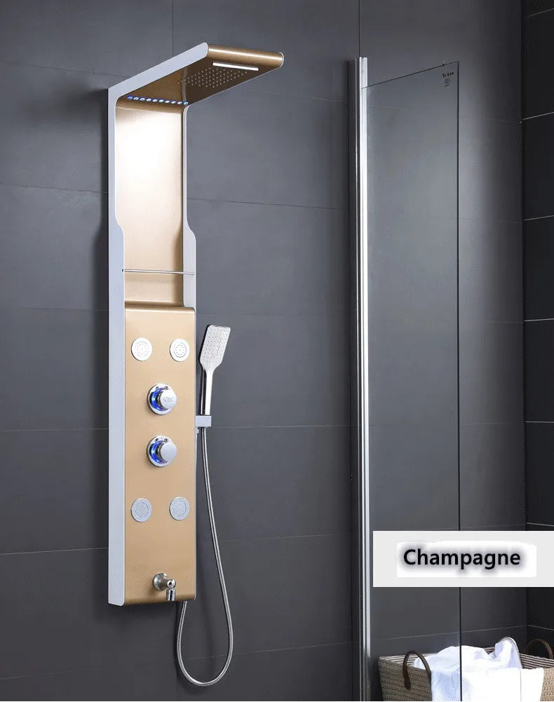 HKM-605459 Stainless Steel Wall Shower Panel with Waterfall Feature, Cold & Hot Water Control, Model YL5503