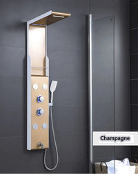 HKM-605459 Stainless Steel Wall Shower Panel with Waterfall Feature, Cold & Hot Water Control, Model YL5503
