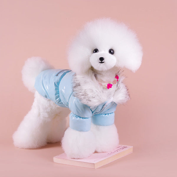 HKM-6055997 Warm Pet Down Jacket for Autumn and Winter – Available in Blue, Red, and Pink, Multiple Sizes