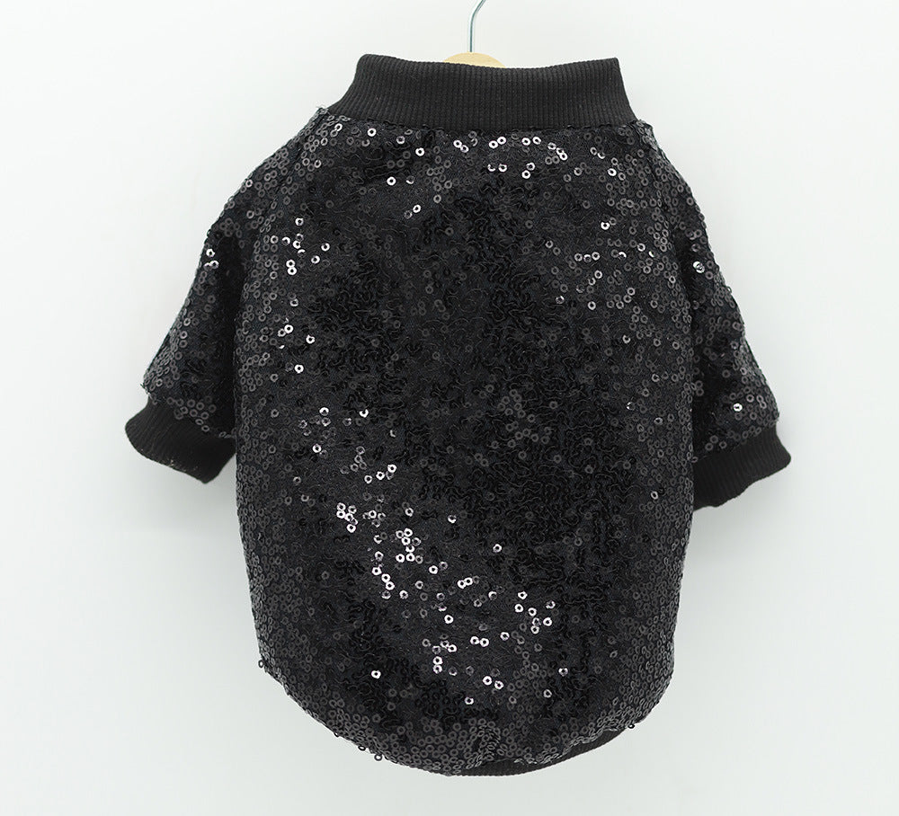 HKM-6056125 Sequin Patchwork Jacket for Pets - Summer Two-Legged Coat, Polyester Material