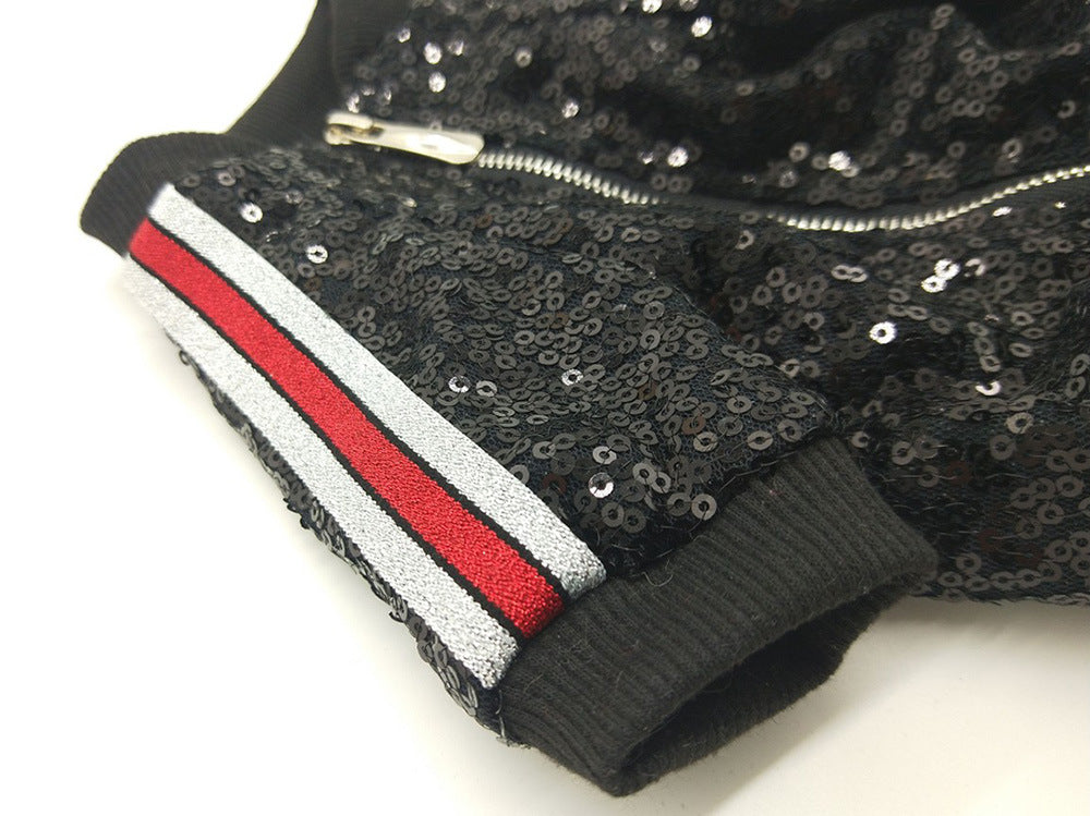 HKM-6056125 Sequin Patchwork Jacket for Pets - Summer Two-Legged Coat, Polyester Material