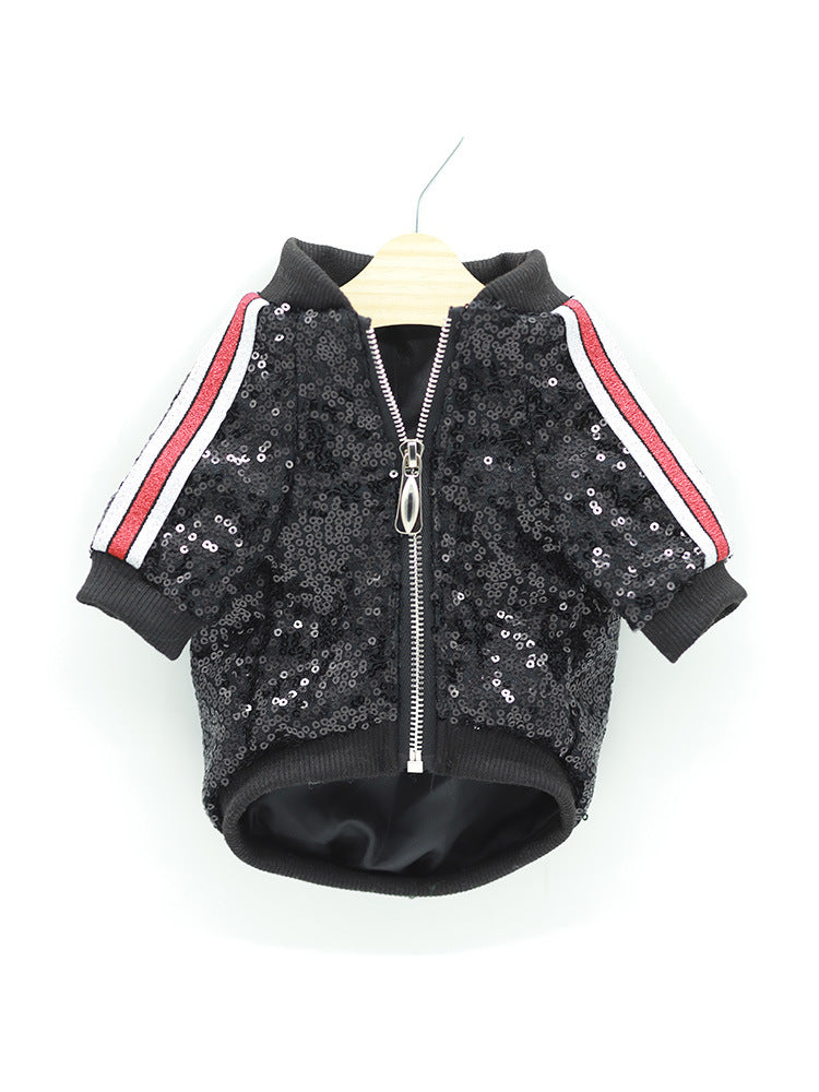 HKM-6056125 Sequin Patchwork Jacket for Pets - Summer Two-Legged Coat, Polyester Material
