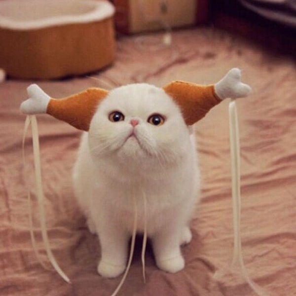 HKM-6056381 Funny Chicken Leg Pet Headband for Dogs and Cats - Felt Cloth Headdress for Birthdays and New Year's