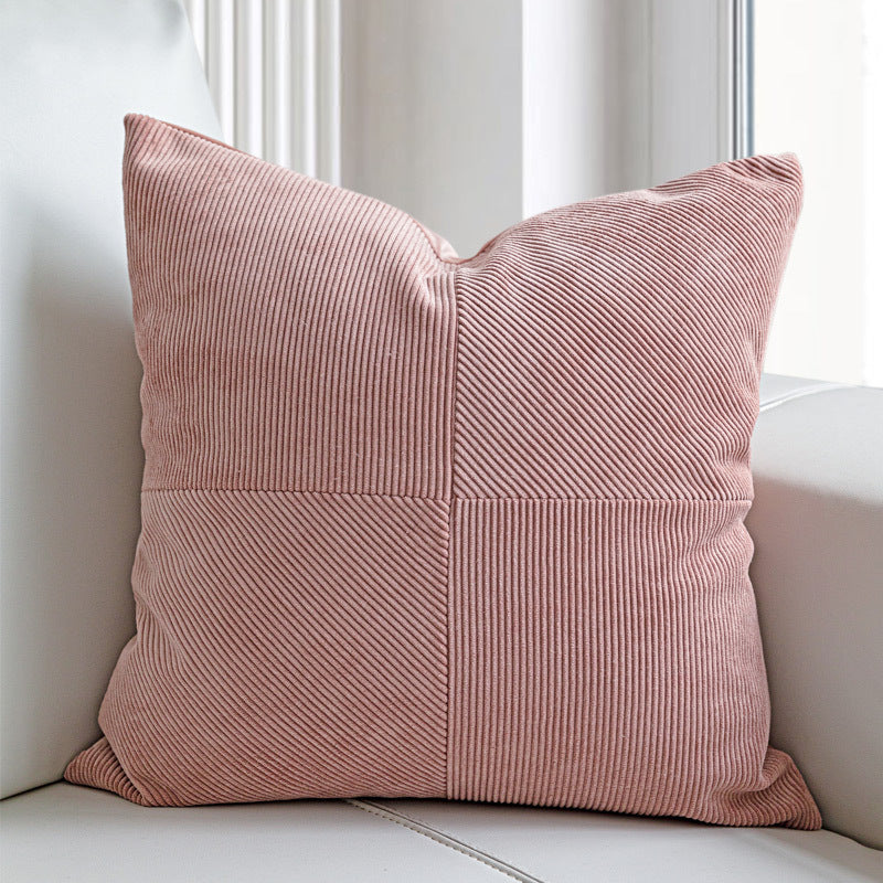 HKM-605651 Nordic Style Dirty Pink Splicing Pillow with Feather Velvet Core - 45x45cm