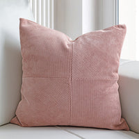 HKM-605651 Nordic Style Dirty Pink Splicing Pillow with Feather Velvet Core - 45x45cm