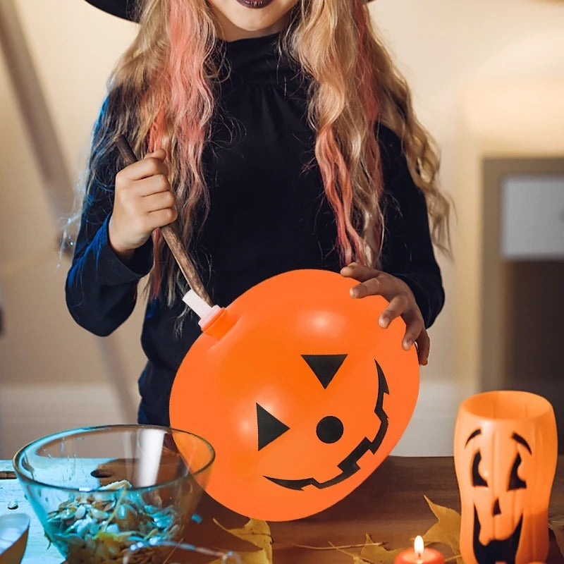 HKM-605715 Light-Up Pumpkin Balloon Set - 5 Illuminated Plastic Balloons for Halloween Decor