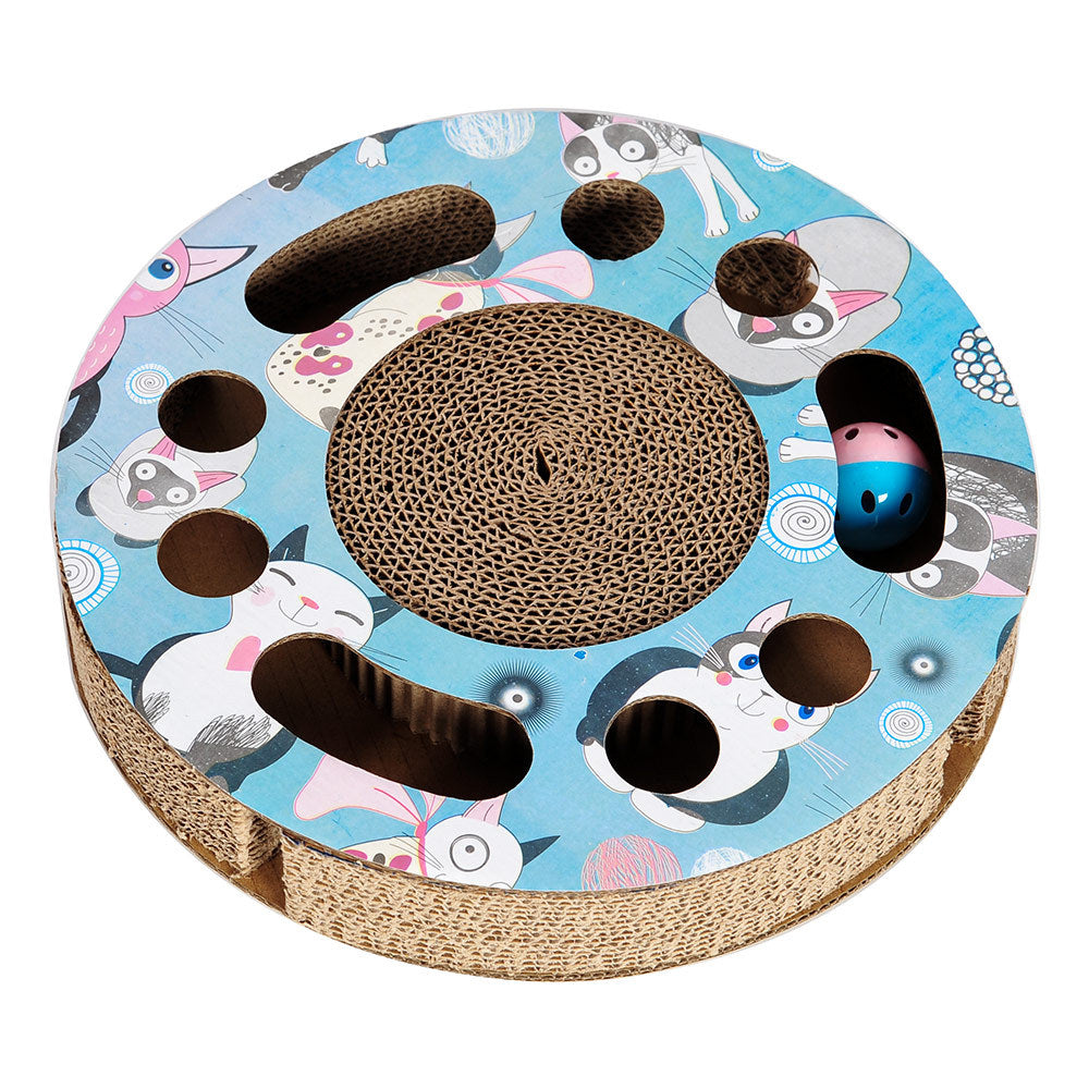 HKM-6057533 Hexagonal Corrugated Cat Scratcher with Combination Play Plate - Durable PP Resin, 38x33x6cm