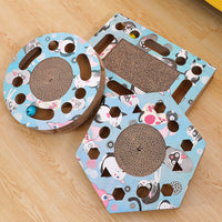 HKM-6057533 Hexagonal Corrugated Cat Scratcher with Combination Play Plate - Durable PP Resin, 38x33x6cm