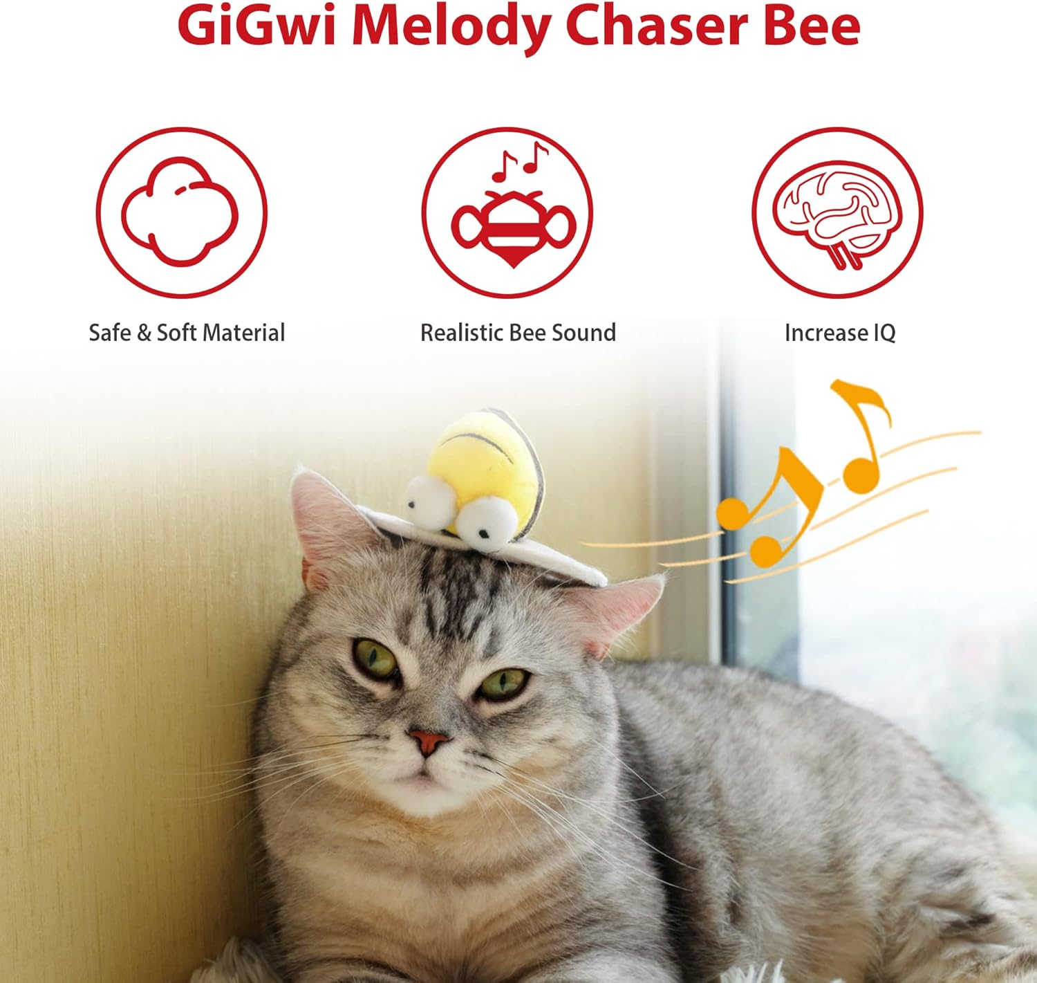 HKM-6058813 Interactive Squeaking Cat Toy in Bee Shape for Engaging Playtime and Boredom Relief