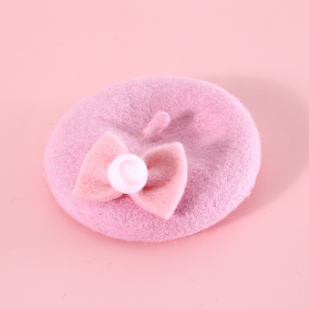 HKM-6059581 Wool Hat for Cats in Red Cherry or Pink Cherry - Winter Wear