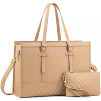 HKM-1605971 light khaki canvas laptop tote