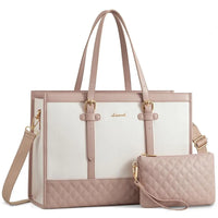 HKM-605971 Functional Canvas Leather Briefcase Tote Bag for 15.6-inch Laptops - Ideal for Work, Travel, and College