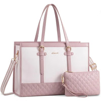 HKM-605971 Functional Canvas Leather Briefcase Tote Bag for 15.6-inch Laptops - Ideal for Work, Travel, and College