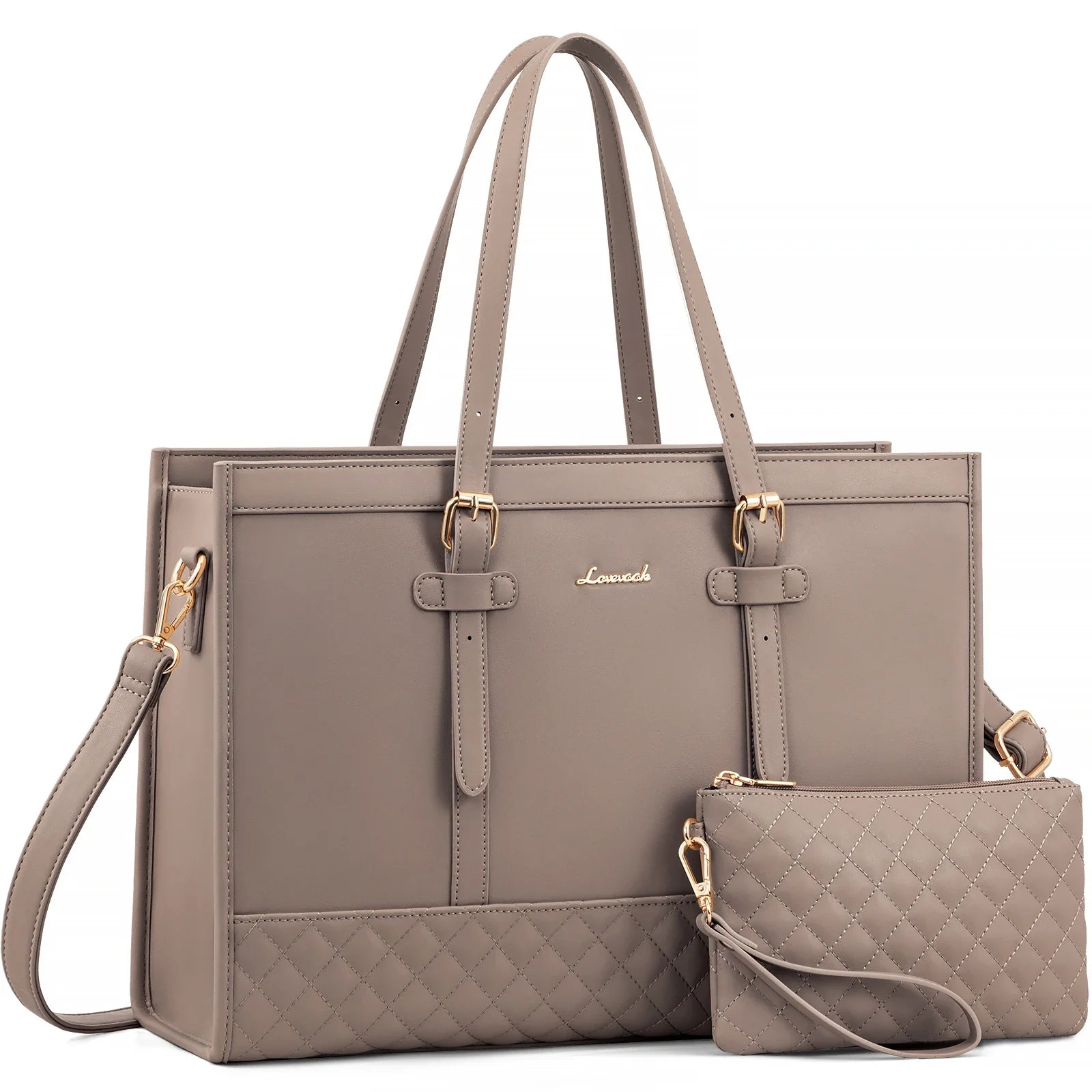 HKM-605971 Functional Canvas Leather Briefcase Tote Bag for 15.6-inch Laptops - Ideal for Work, Travel, and College