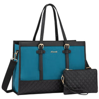 HKM-605971 Functional Canvas Leather Briefcase Tote Bag for 15.6-inch Laptops - Ideal for Work, Travel, and College