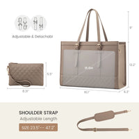 HKM-605971 Functional Canvas Leather Briefcase Tote Bag for 15.6-inch Laptops - Ideal for Work, Travel, and College
