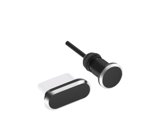 HKM-605971 Metal Dust Plug for Charging Port - Available in Black, Gold, Silver, Blue, Red, Rose Gold, and Gray
