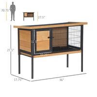 HKM-6060989 Elevated Rabbit Hutch Small Animal Habitat with Lockable Doors and Removable Tray