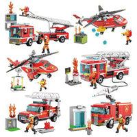 HKM-606163 Fire Fighting Themed Building Block Set - DIY Assembly Fire Truck Educational Model Toy for Ages 6 and Up