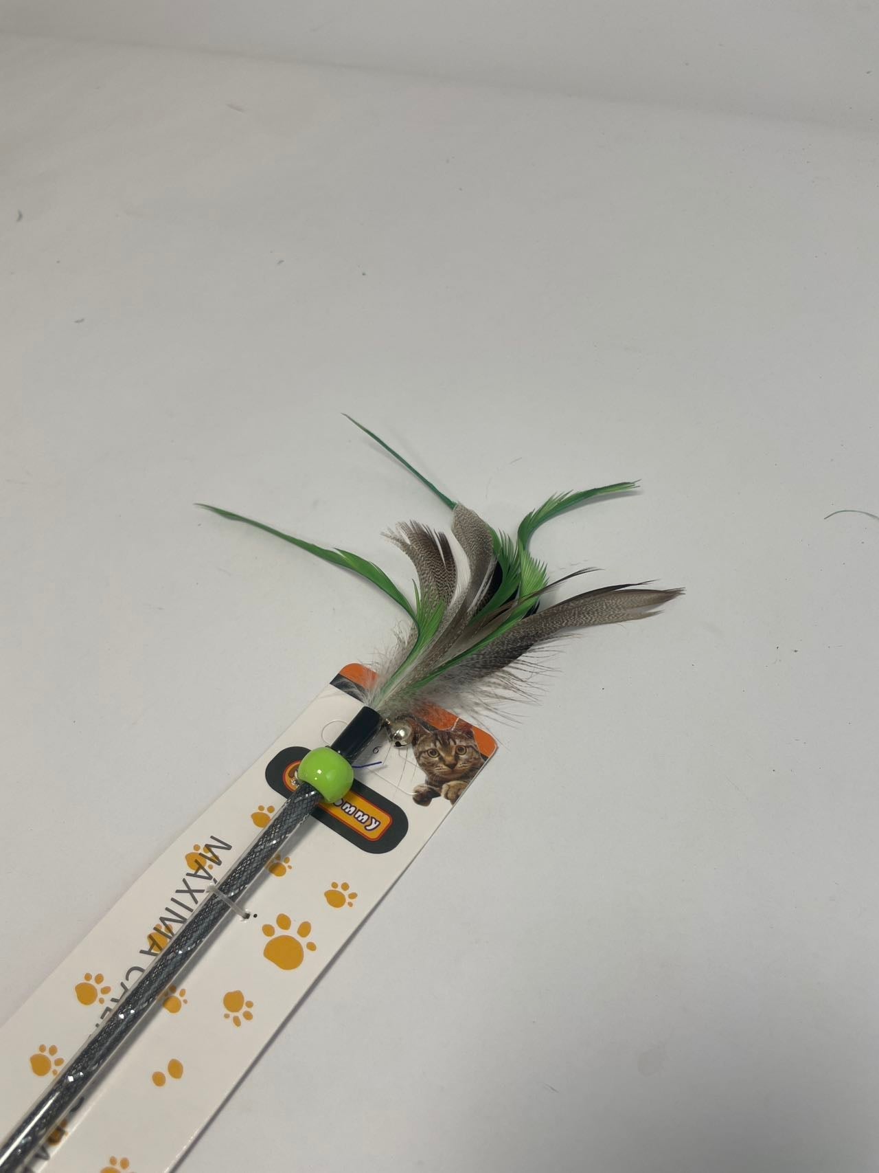 HKM-6062141 Two-Color Feather Cat Teaser Wand for Interactive Play