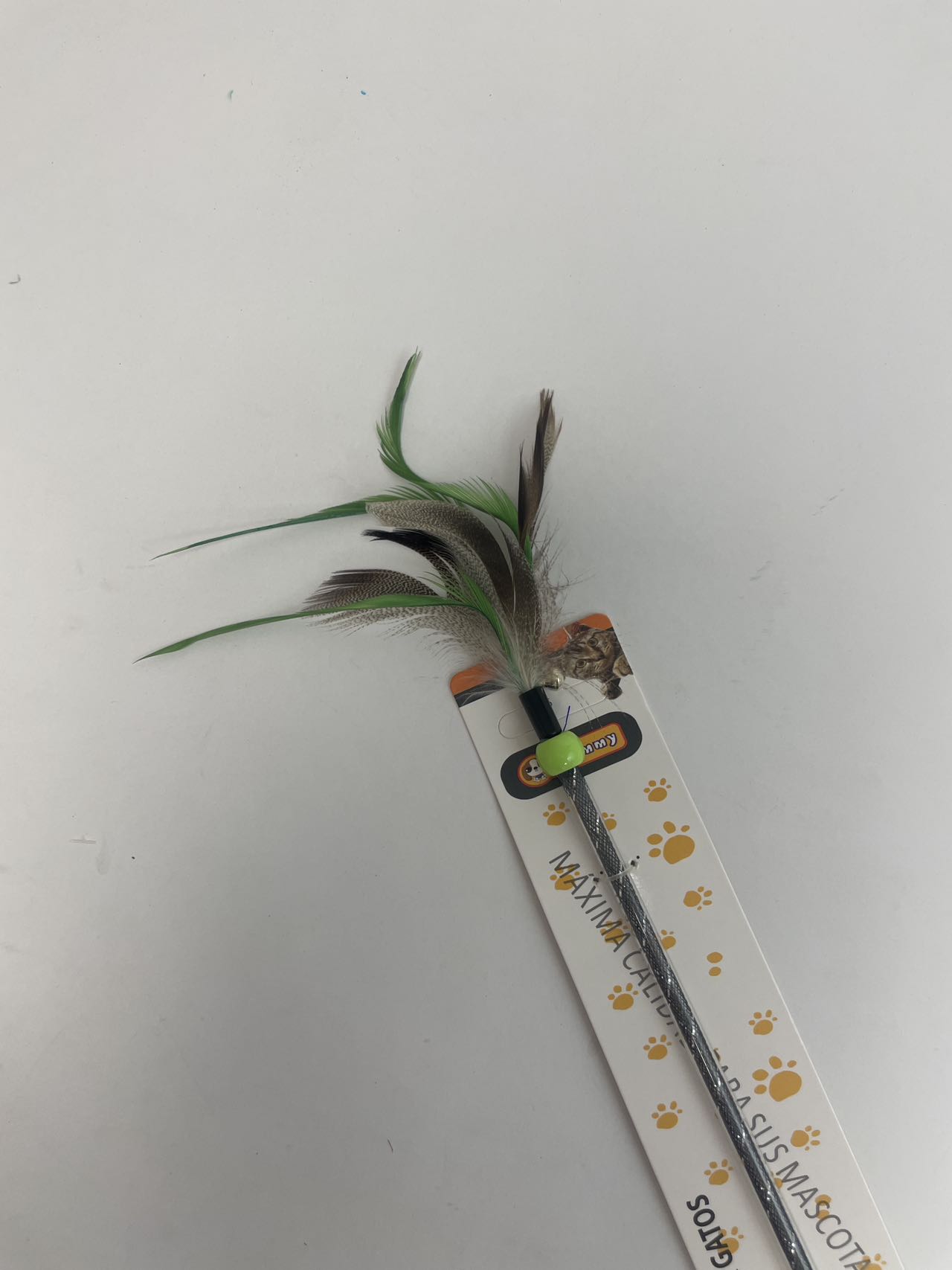 HKM-6062141 Two-Color Feather Cat Teaser Wand for Interactive Play