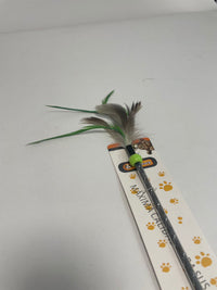 HKM-6062141 Two-Color Feather Cat Teaser Wand for Interactive Play