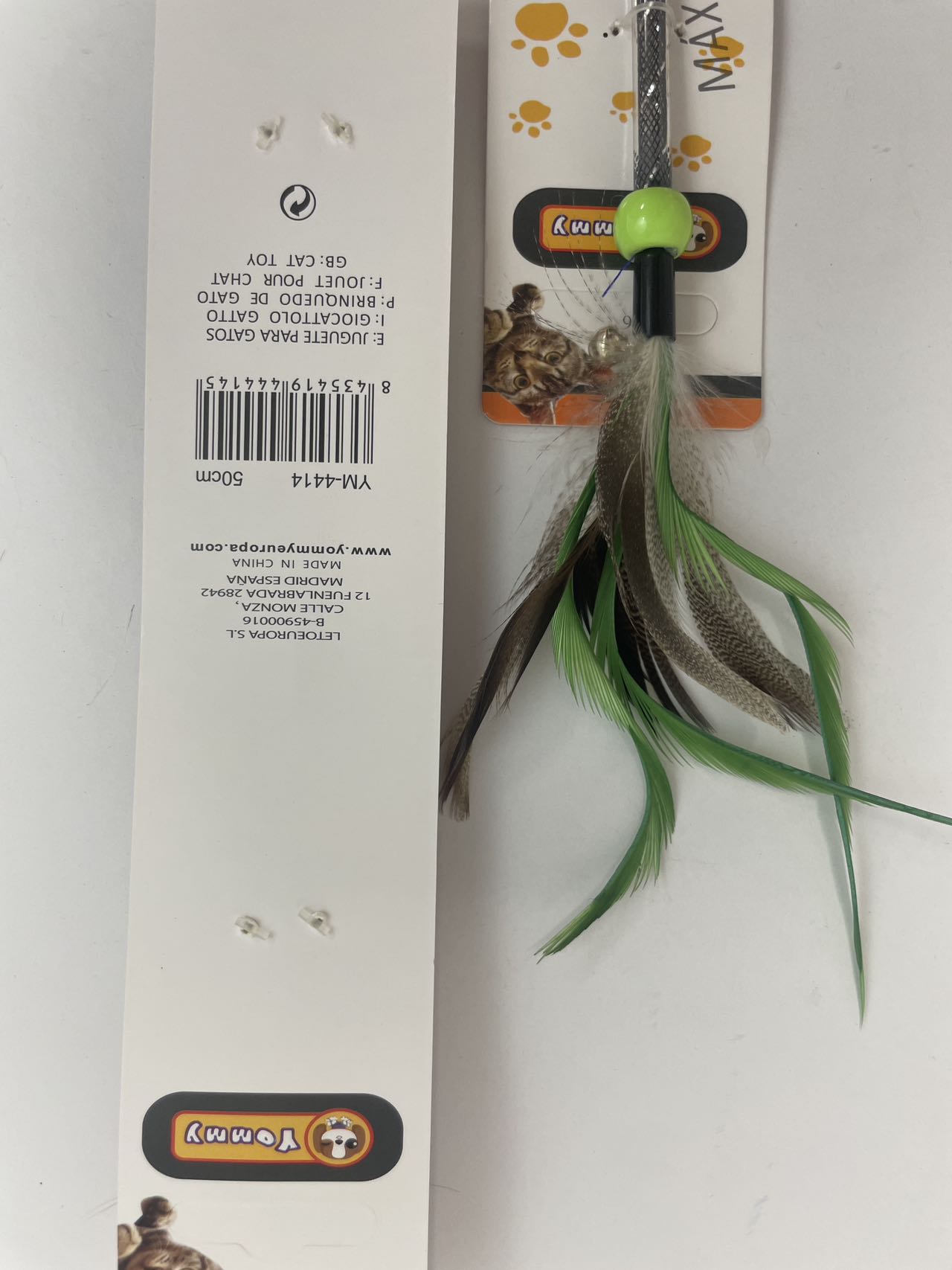HKM-6062141 Two-Color Feather Cat Teaser Wand for Interactive Play