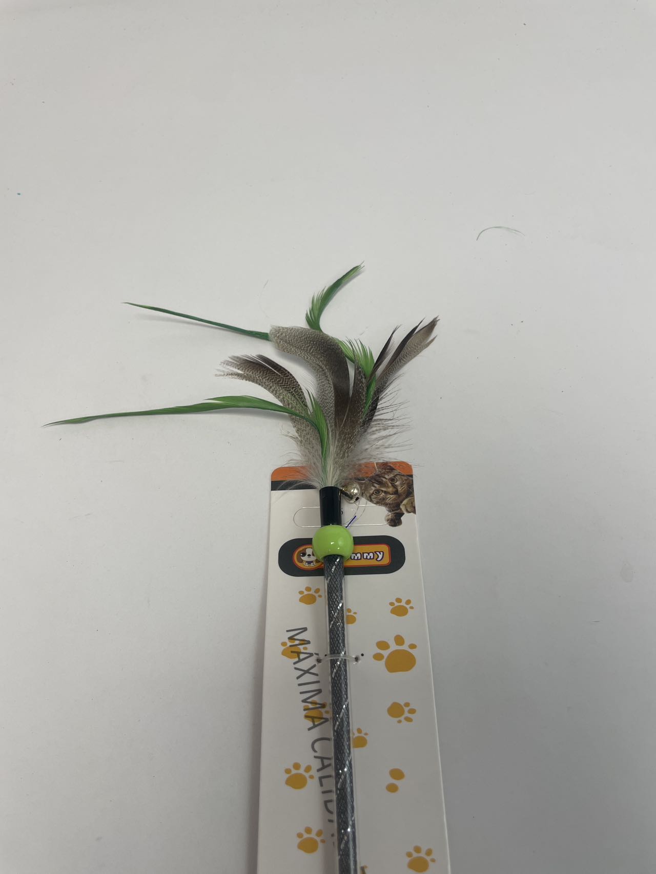 HKM-6062141 Two-Color Feather Cat Teaser Wand for Interactive Play