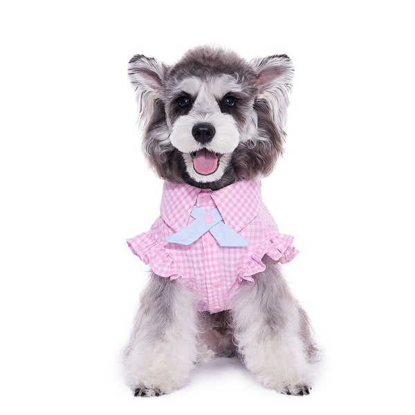 HKM-6062909 Pink Casual Thin Shirt for Small Dogs - Bichon, Teddy, Schnauzer - XXS to XL Size Options