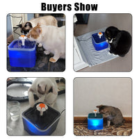 HKM-6064573 Automatic USB Charging Pet Water Fountain with Recirculating Filter and LED Lighting for Cats and Small Dogs - 2.0L Capacity