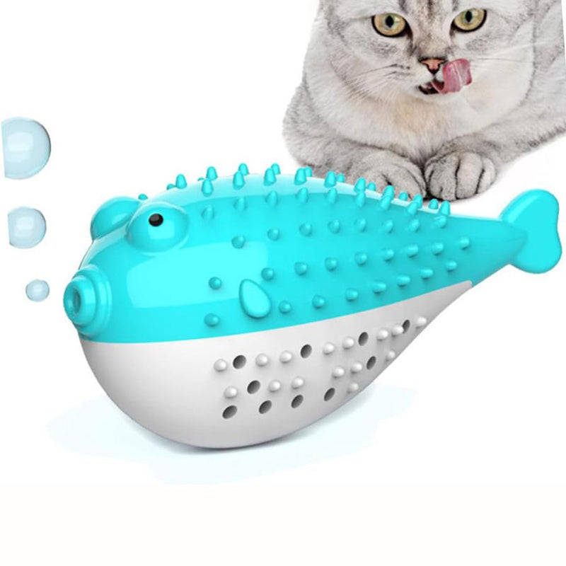 HKM-606483 Silicone Cat Chew Toy with Fish Design - Interactive Teaser and Toothbrush for Play and Dental Health