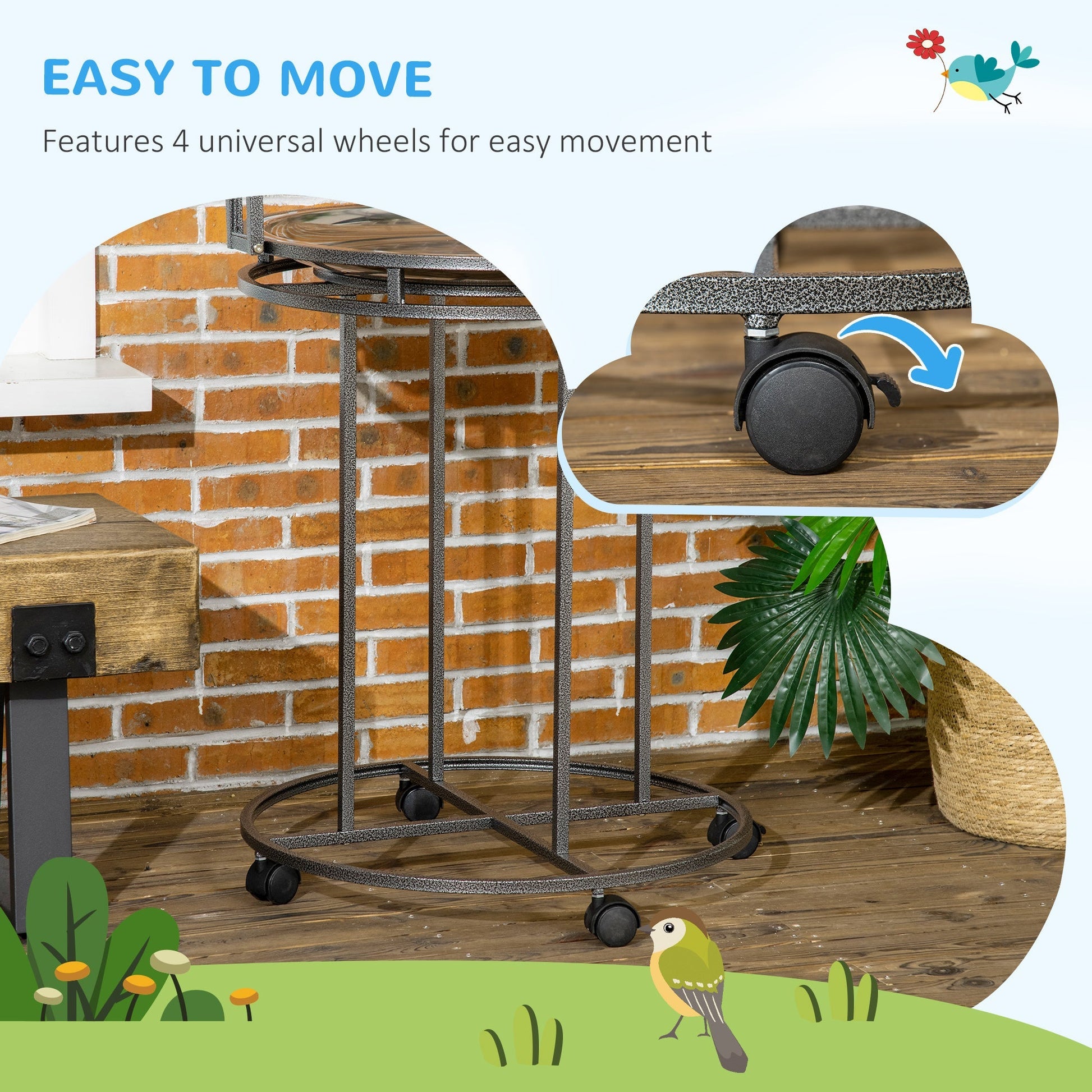 HKM-6064957 Large Bird Perch Stand with Toy Hook & 3 Ladders, Comfortable Wooden Perch for Parrots, Gray
