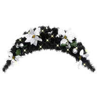 HKM-606547 Christmas LED Light Arch - 90 cm Black and Silver PVC Decoration for Indoor/Outdoor Use