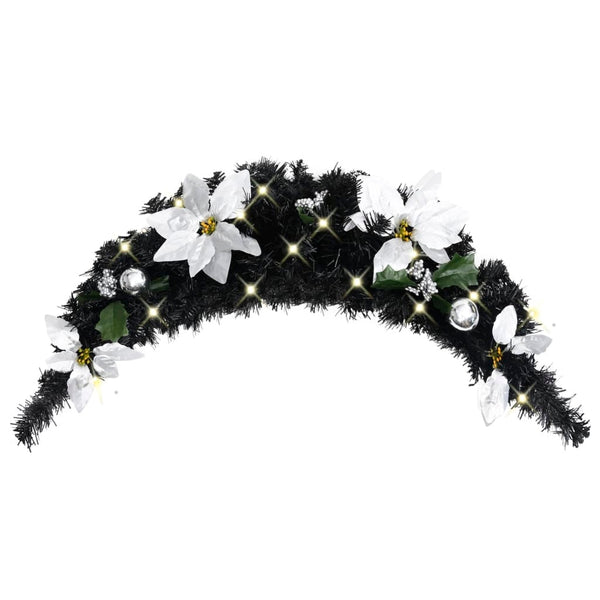 HKM-606547 Christmas LED Light Arch - 90 cm Black and Silver PVC Decoration for Indoor/Outdoor Use