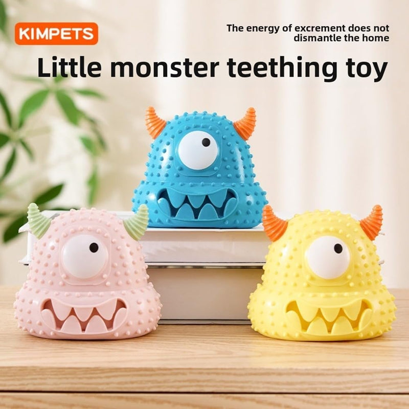 HKM-6065725 Interactive Little Monster Dog Toy - Bite-Resistant, Sound-Emitting, Snack Puzzle Game for Teeth Cleaning