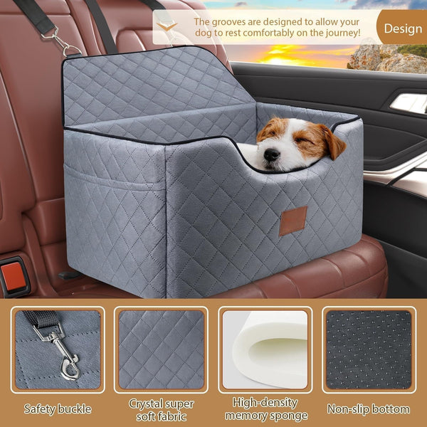 HKM-6067133 Breathable Pet Car Nest for Dogs ¨C Gray and Beige, 70x50x30cm