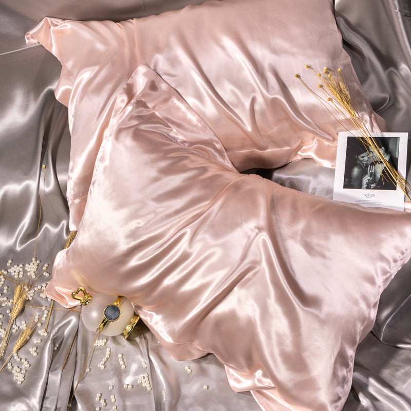 HKM-606739 Double-Sided Mulberry Silk Pillowcase - Solid Color, Various Sizes and Shades Available