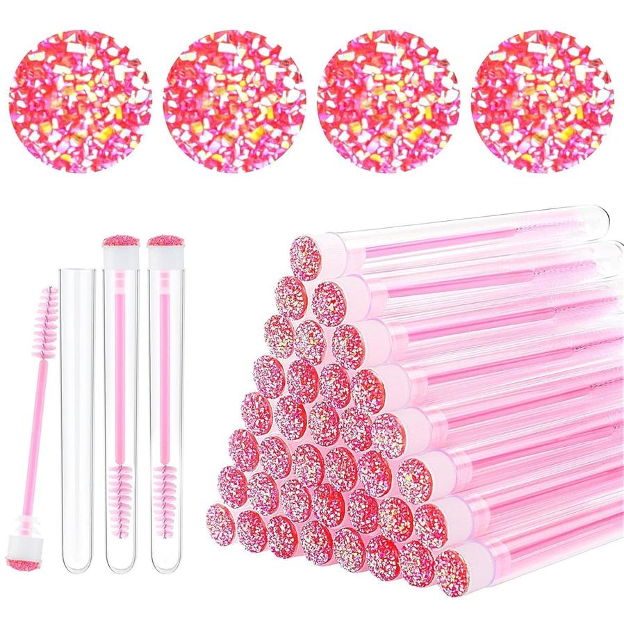 HKM-606803 Disposable Eyelash & Mascara Brushes with Tubes - Spiral Shaped Spoolie Wands for Makeup & Cleaning - 10 Pcs in 4 Colors