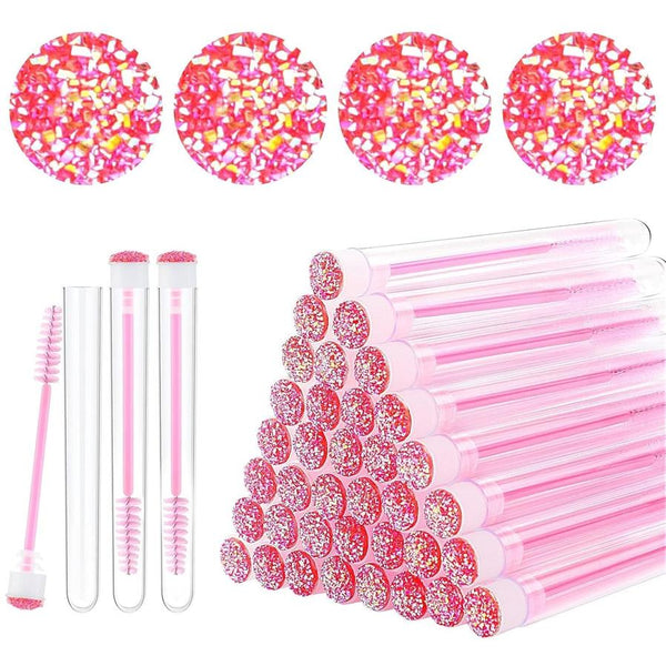 HKM-606803 Disposable Eyelash & Mascara Brushes with Tubes - Spiral Shaped Spoolie Wands for Makeup & Cleaning - 10 Pcs in 4 Colors