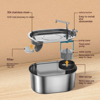 HKM-6068925 Stainless Steel Pet Water Feeder with Antibacterial Purification, 3.2L Capacity for Cats and Small to Medium Dogs