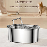 HKM-6068925 Stainless Steel Pet Water Feeder with Antibacterial Purification, 3.2L Capacity for Cats and Small to Medium Dogs