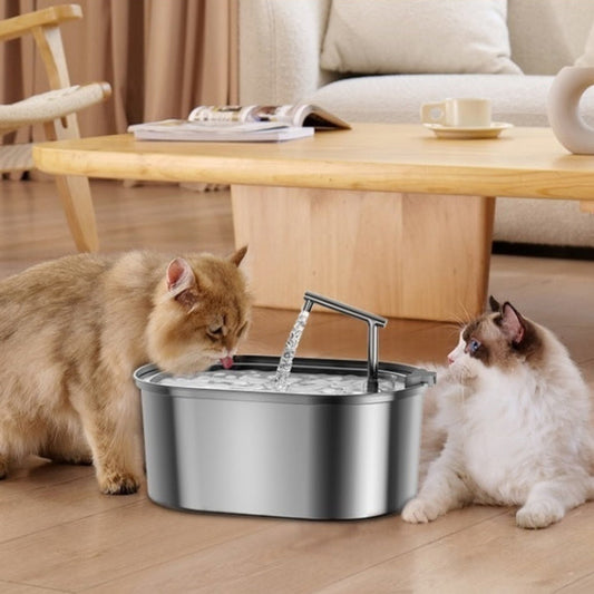 HKM-6068925 Stainless Steel Pet Water Feeder with Antibacterial Purification, 3.2L Capacity for Cats and Small to Medium Dogs