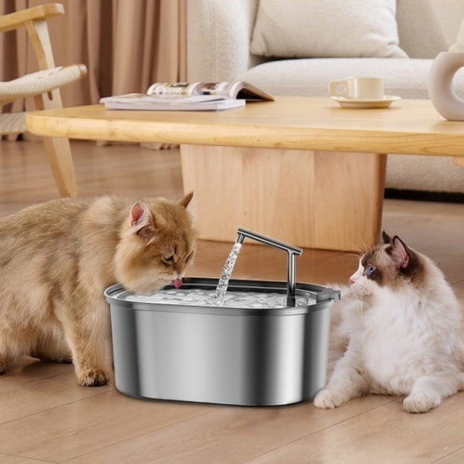 HKM-6068925 Stainless Steel Pet Water Feeder with Antibacterial Purification, 3.2L Capacity for Cats and Small to Medium Dogs